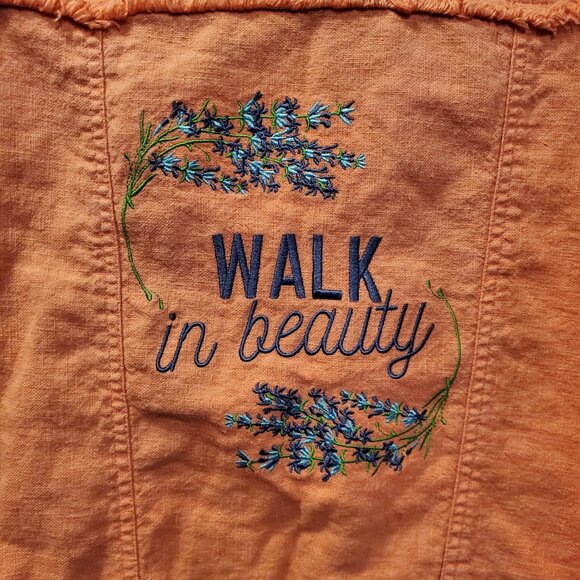 NWT W.A.Y. Wonderful & Young Orange Frayed Hem Denim Jacket M | "Walk in Beauty" - Picture 6 of 7